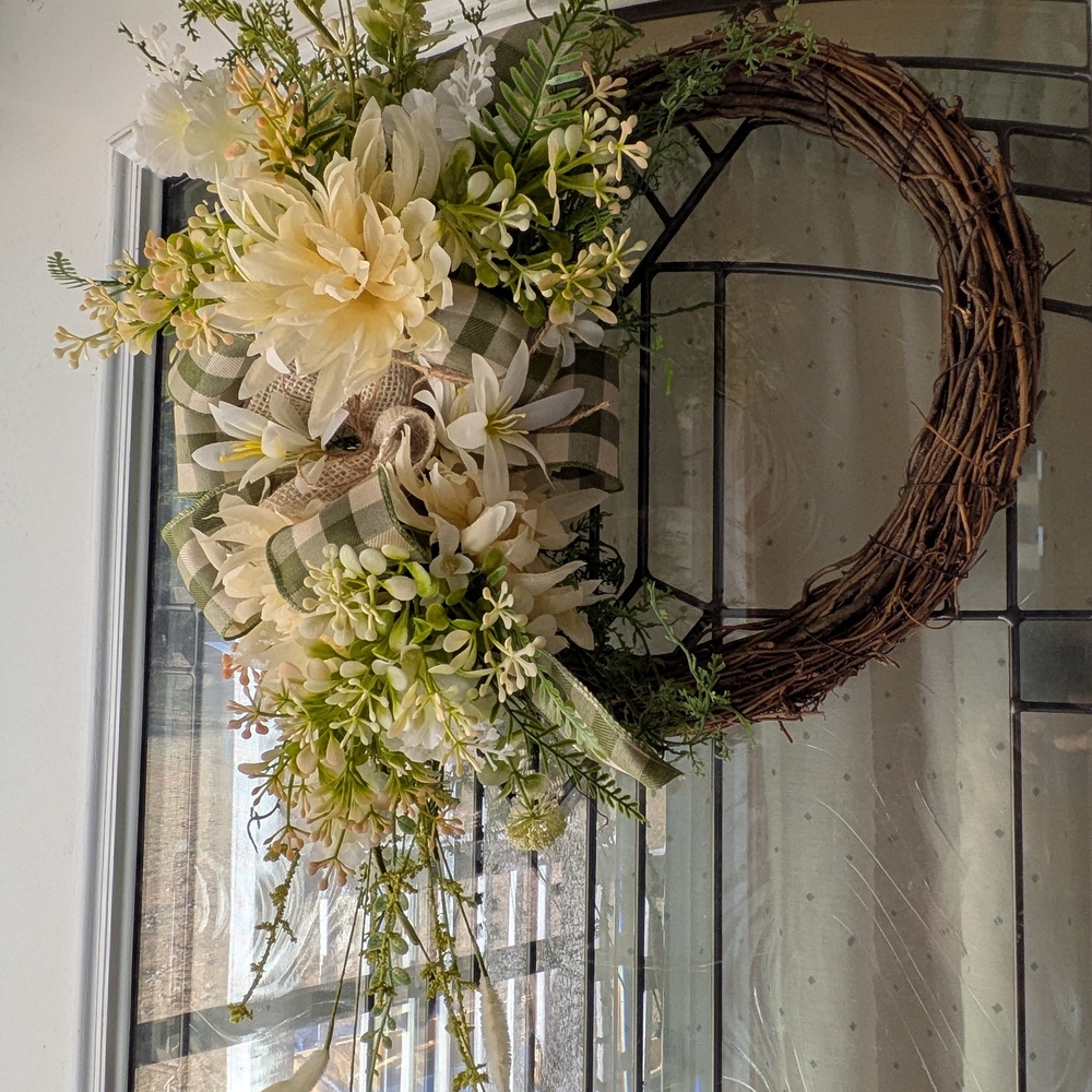 Elegant Floral Wreath with Green Accents